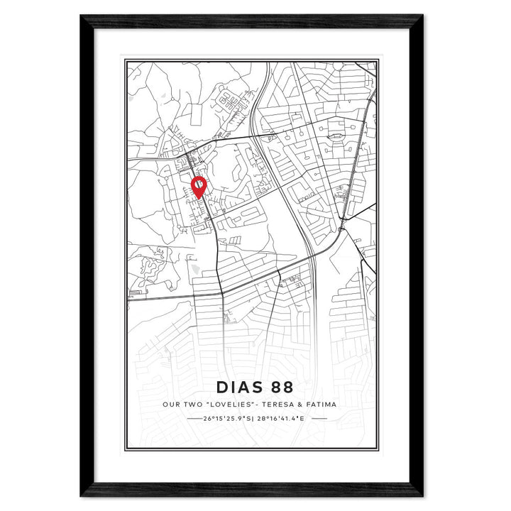 Personalised City Map Art Poster | Gradient with Borders