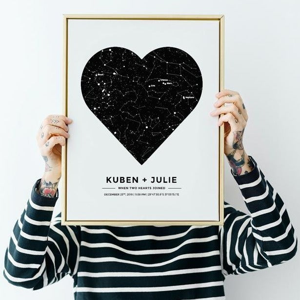 star map in a heart shape
