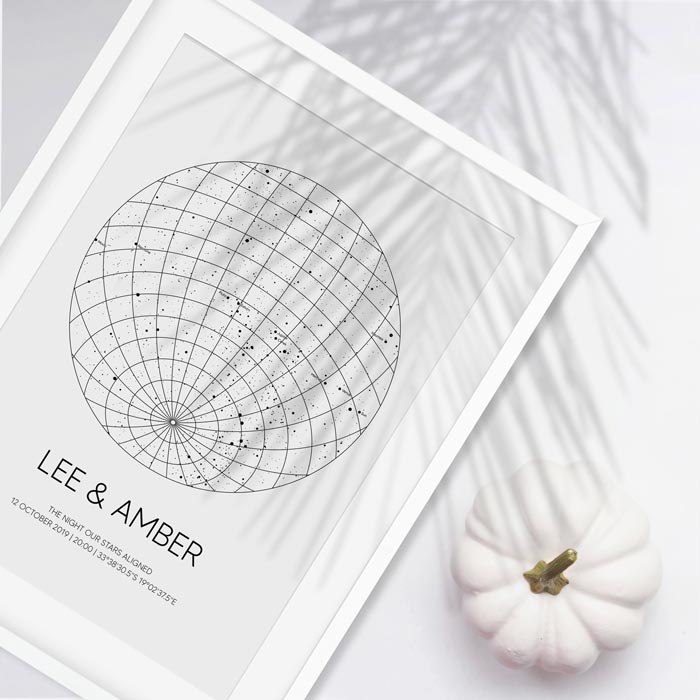 star map white in white frame