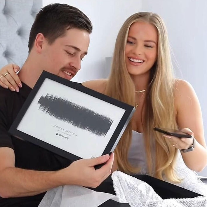 Sound wave art poster and frame