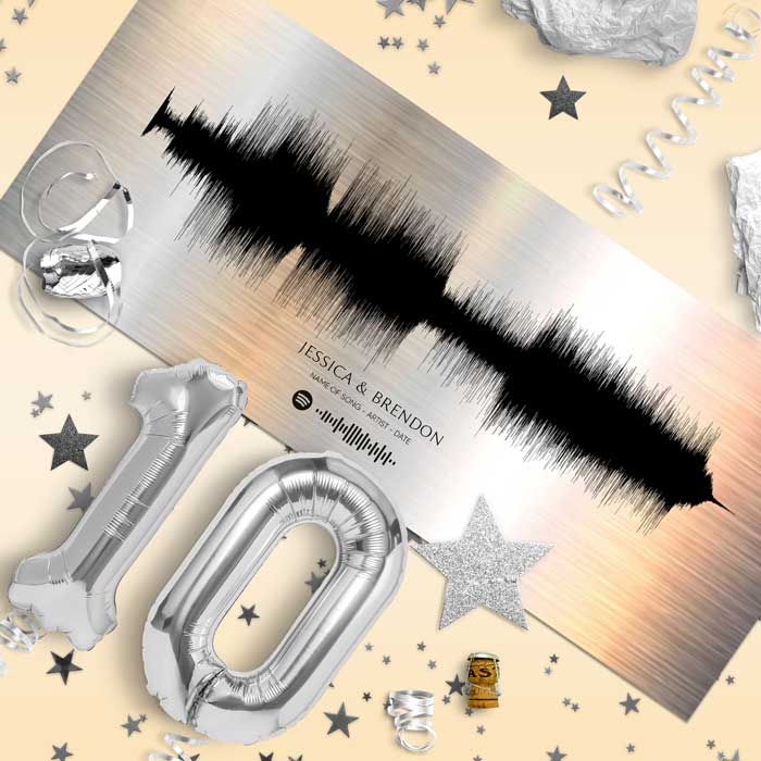 10 YEAR ANNIVERSARY GIFT SOUND WAVE ART