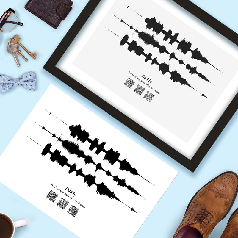 family sound wave art poster and frame