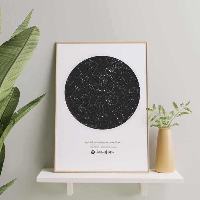star map and Spotify code