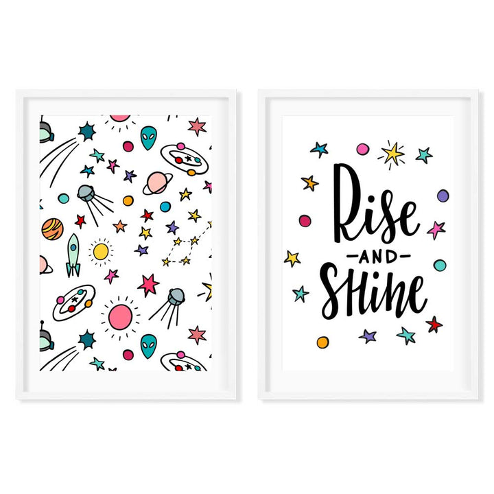 Kids Wall Art │Rise and Shine Space Poster