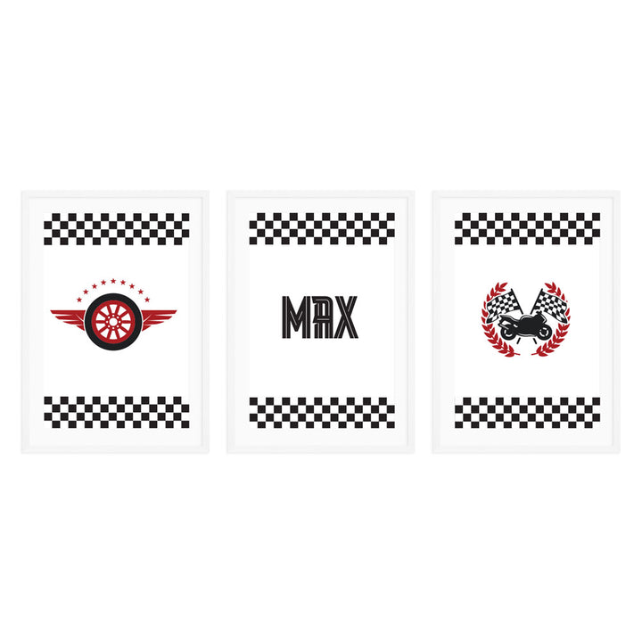 Personalised Kids Wall Art │Racing Motorbike Theme and Name