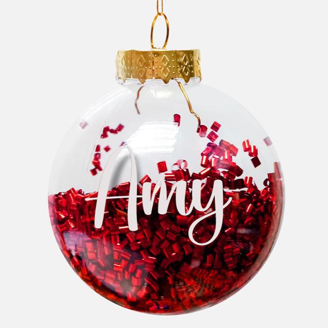 Personalised Festive Christmas Bauble 8cm Filled - Red