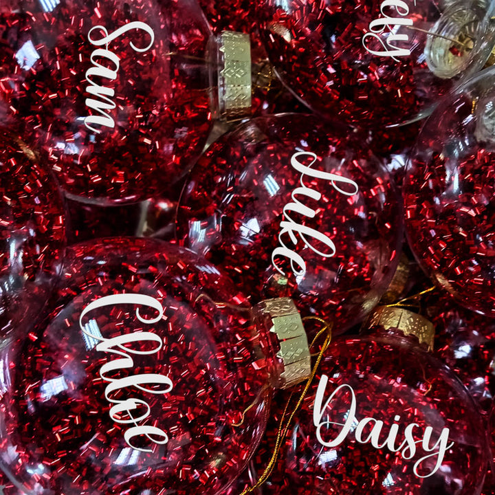 Personalised Festive Christmas Bauble 8cm Filled - Red