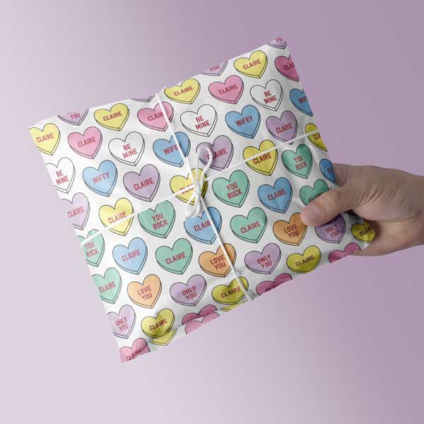 Candy Hearts Personalised Wrapping Paper