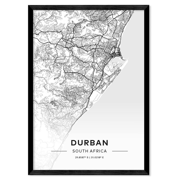 Durban City Map Art