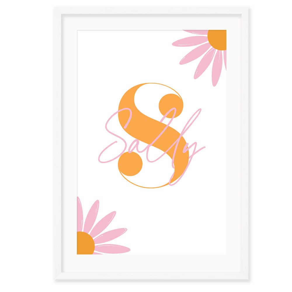 Personalised Kids Wall Art │Daisies and Name