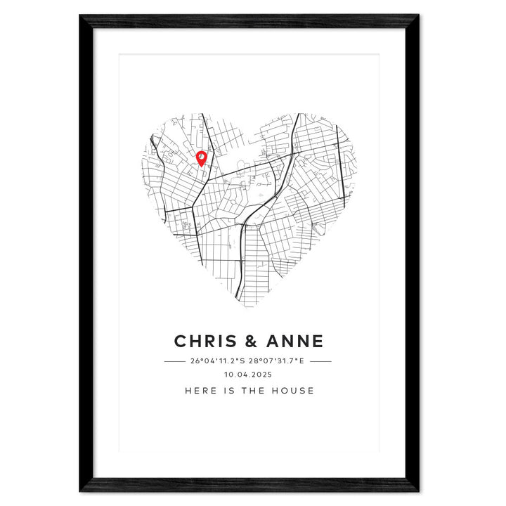 Personalised Location Map Heart