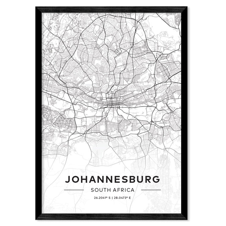 Johannesburg City Map Art