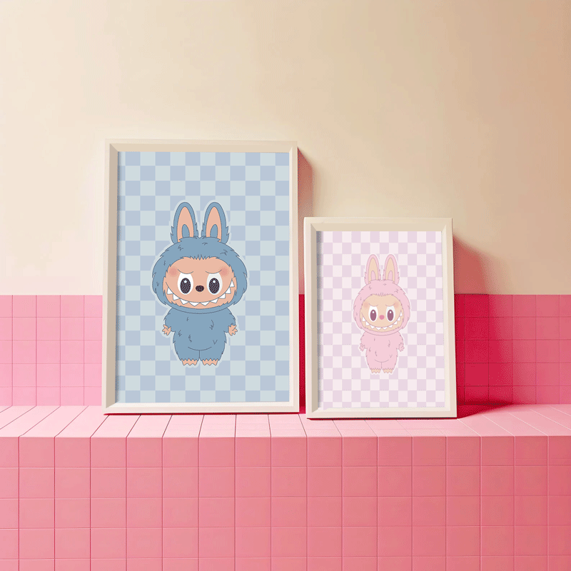 Labubu-Inspired Little Monsters Character Print – Choose Your Colour