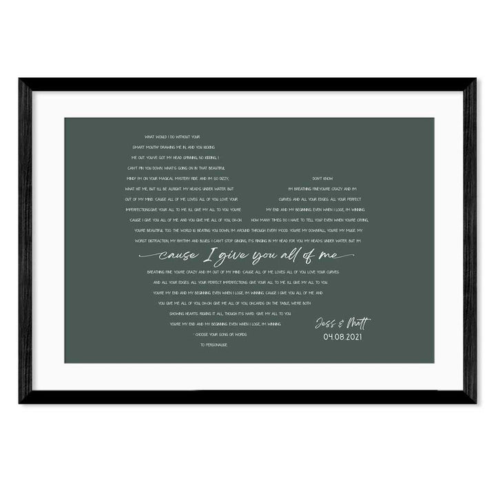 Personalized Heart-Shaped Lyrics or Words Art
