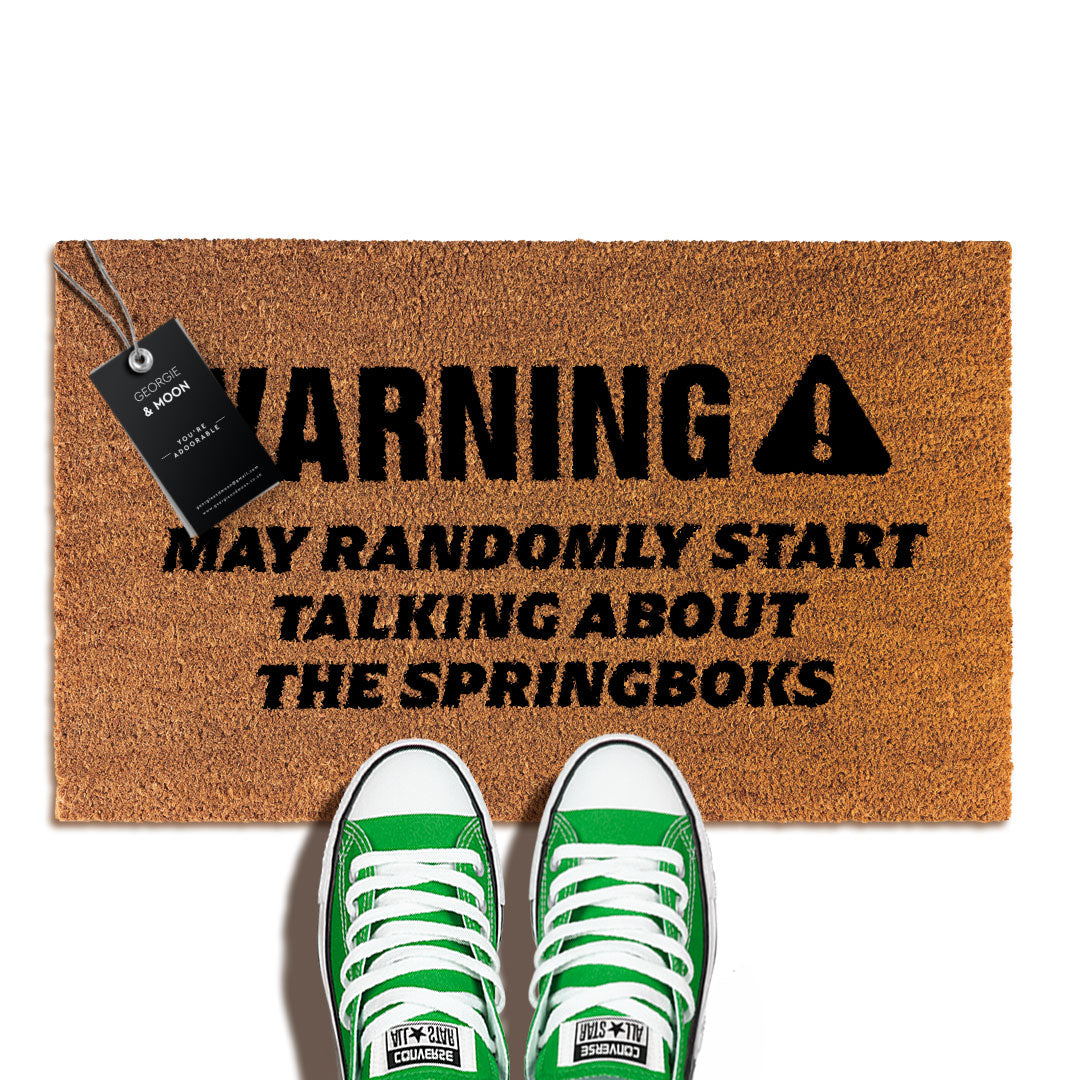 Rugby Doormat | Warning May randomly start taking about the Springboks