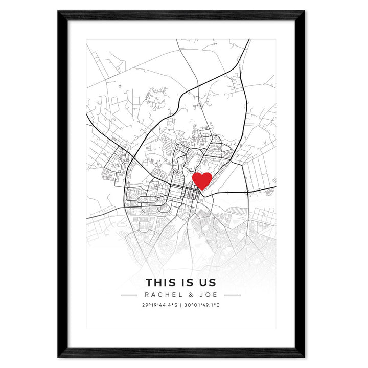 Personalised City Map Art Poster | Heart Pin Marker