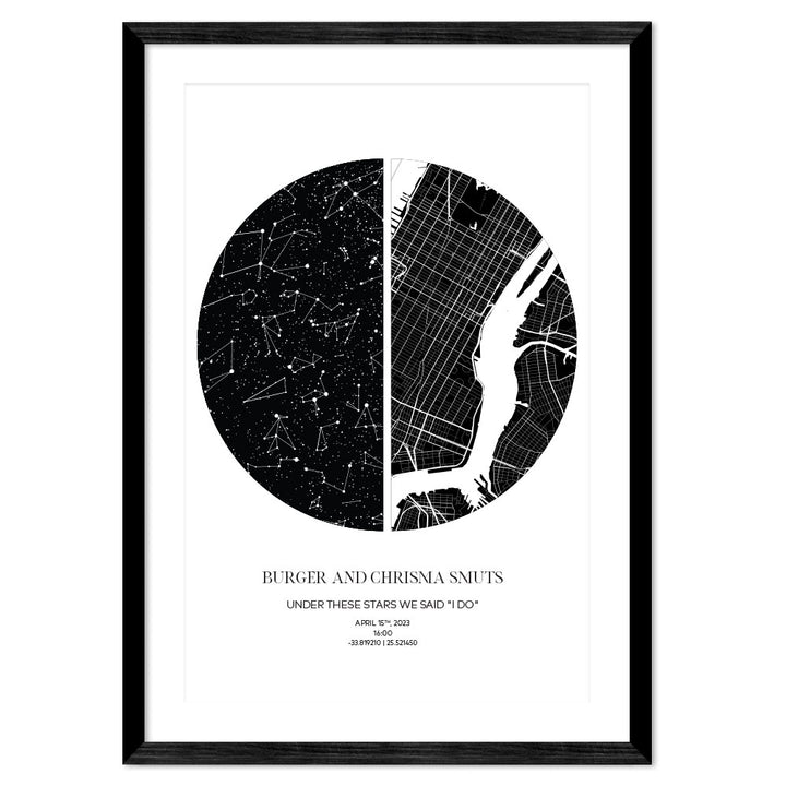 Personalised City Map & Star Map Split