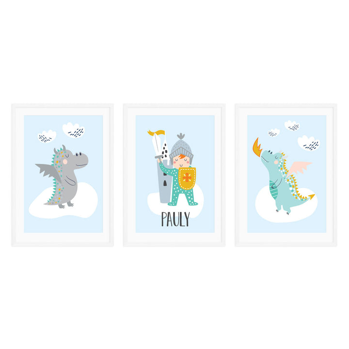 Personalised Kids Wall Art │Knights and Dragons