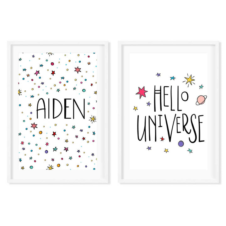Personalised Kids Wall Art │Hello Universe Space poster