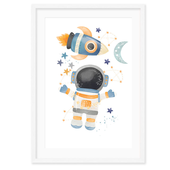 Personalised Kids Wall Art │Astronaut Watercolour Blue Jackson