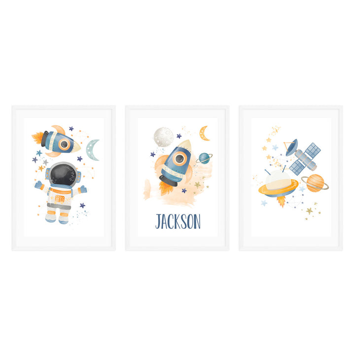 Personalised Kids Wall Art │Astronaut Watercolour Blue Jackson