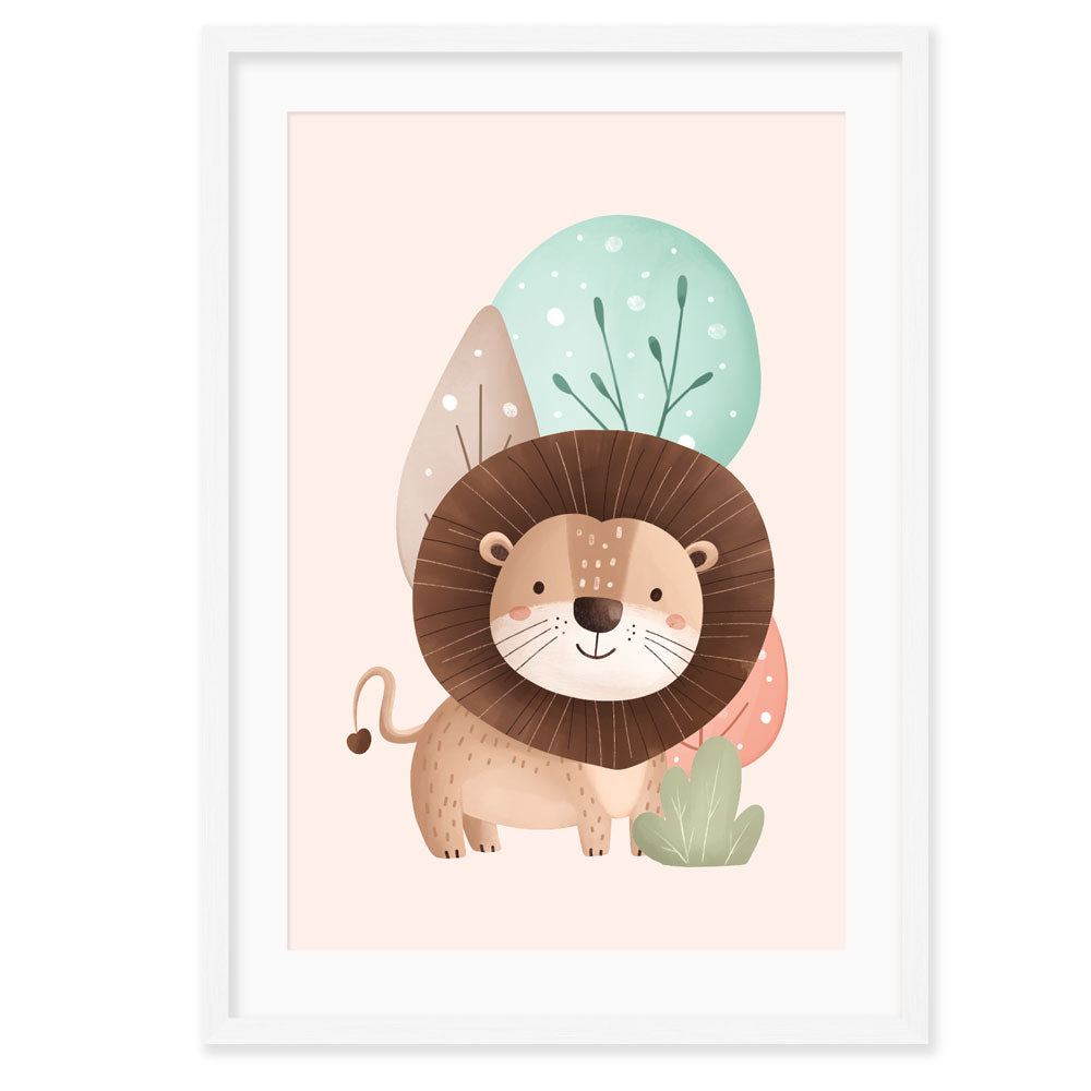 Kids Wall Art │Ellie Giraffe and Lion Baby Jungle