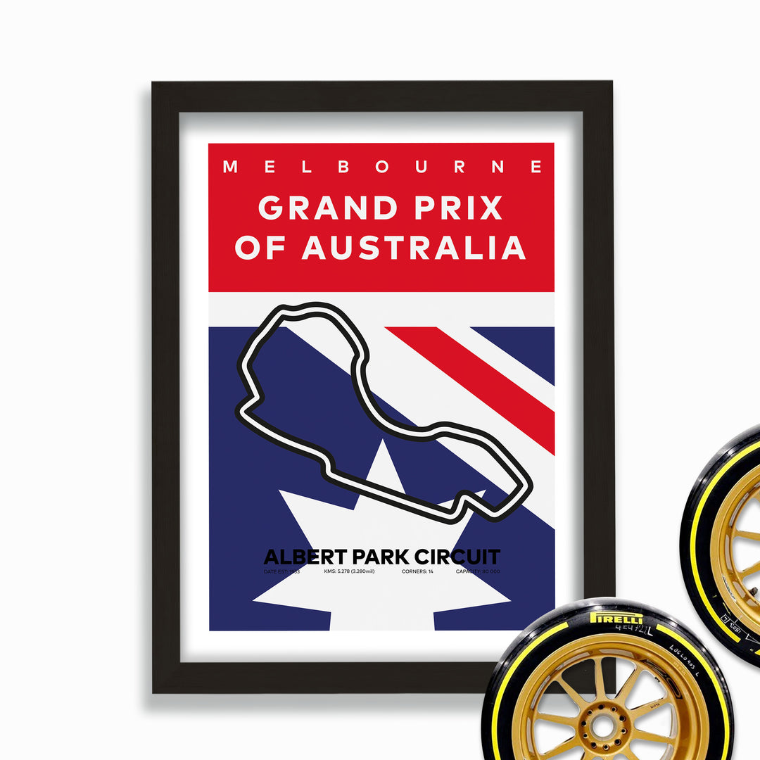 Formula Albert Park Circuit Poster With Flag