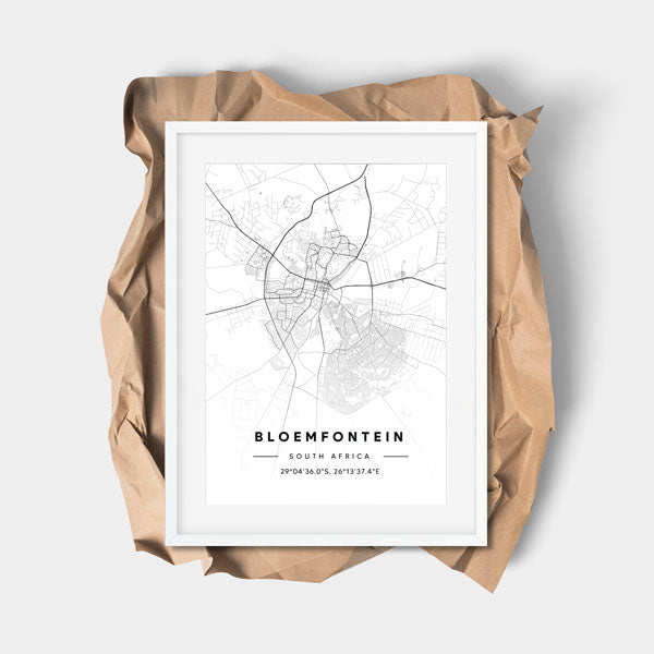 personalised city map white frame