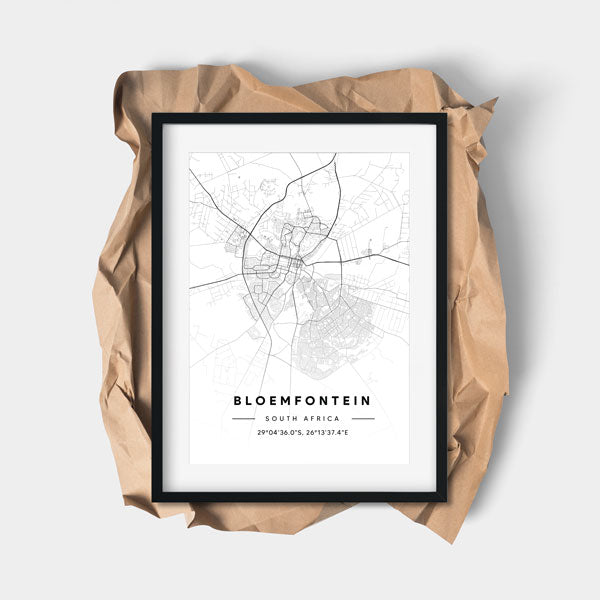personalised city map black frame