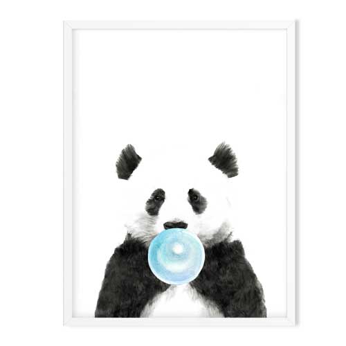 panda bear with blue bubblegum