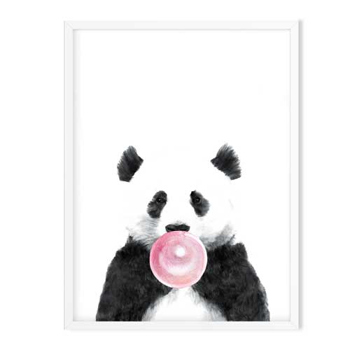 panda bear with blue bubblegum