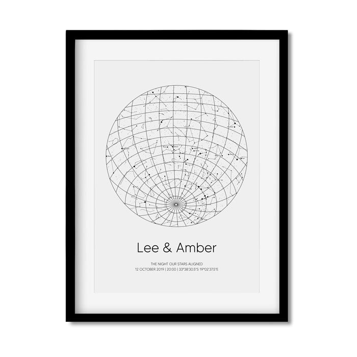 PERSONALISED STAR MAP - UNDER THESE STARS WHITE - Georgie & Moon
