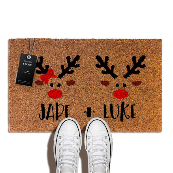 Personalised Doormat - Reindeers and Names