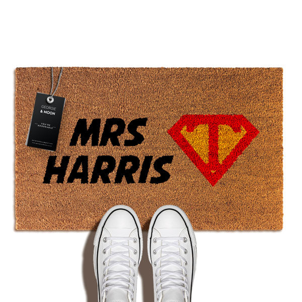 Personalised Doormat -Your Teachers Name (Superhero)