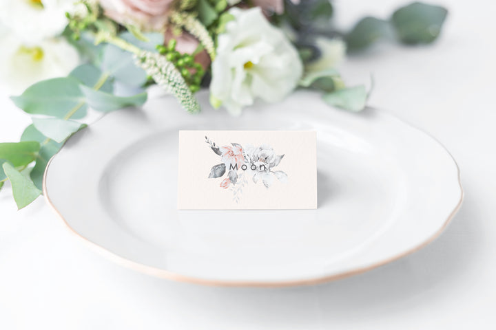 FLORAL WEDDING INVITATION SET - GREY & PINK - Georgie & Moon