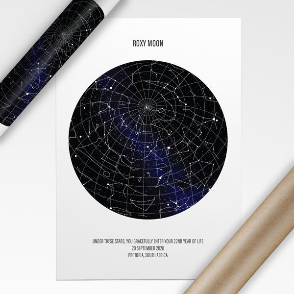 best birthday gift custom star map and constellation map poster