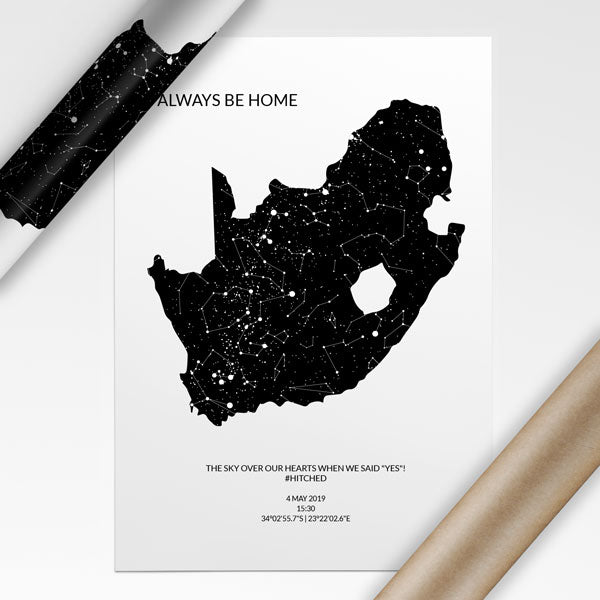 South Africa star map poster