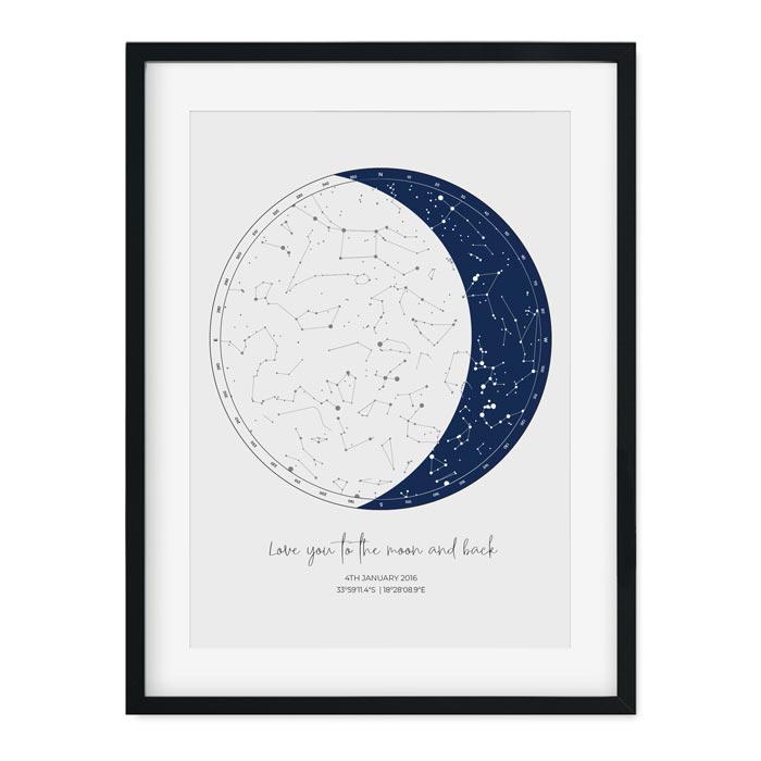 constellation map in black frame