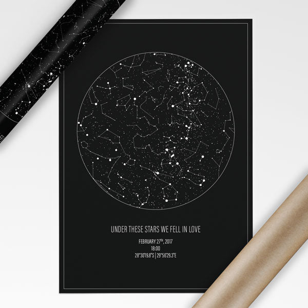 SMP3 custom constellation map poster in black