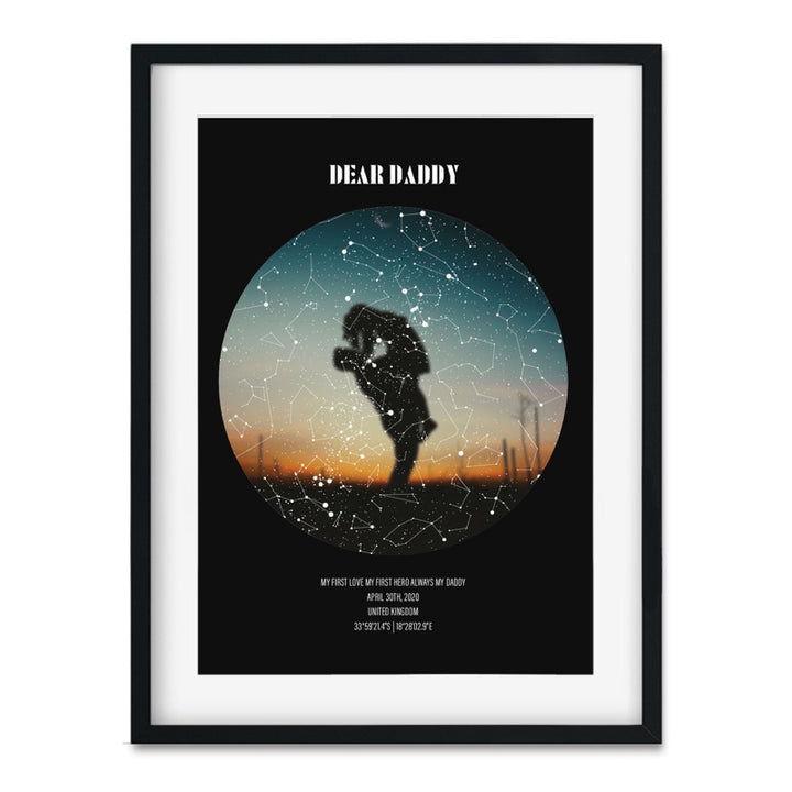 photo star map in black frame