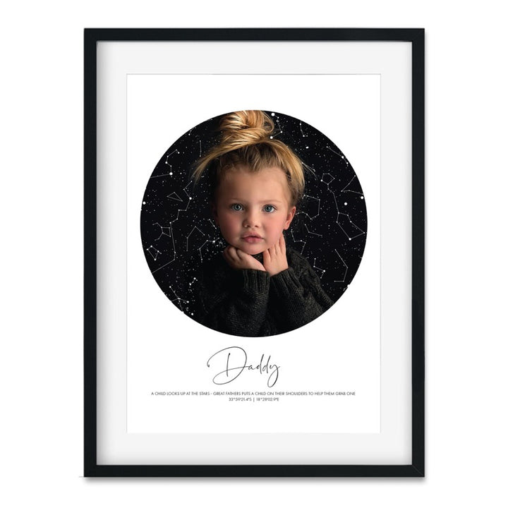 photo star map in black frame