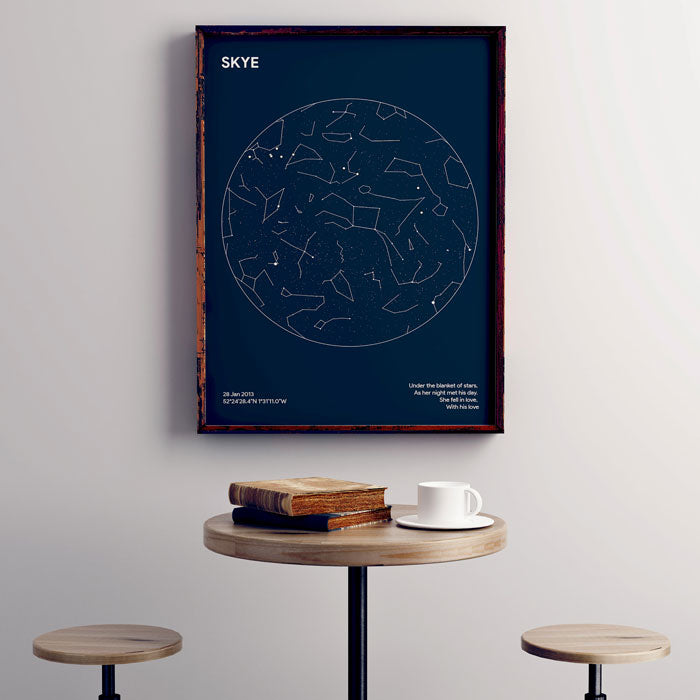 personalised star map framed poster