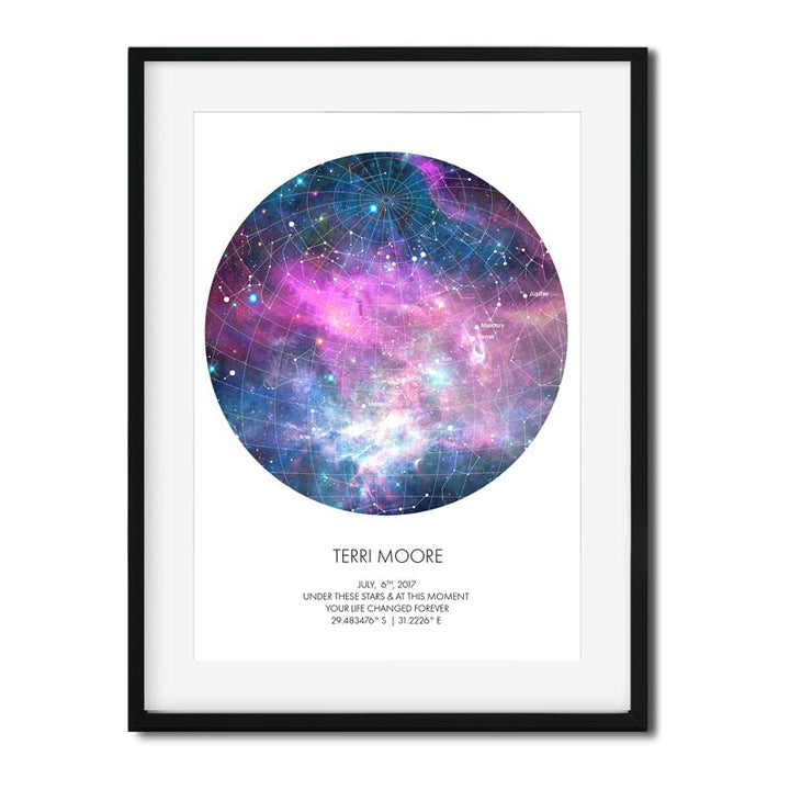 star map in black frame