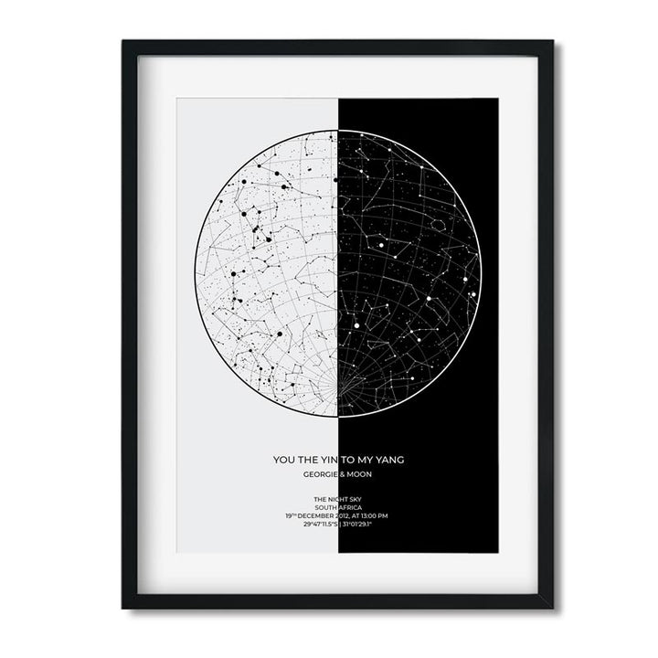 PERSONALISED STAR MAP YIN YANG - UNDER THESE STARS - SM22 - Georgie & Moon