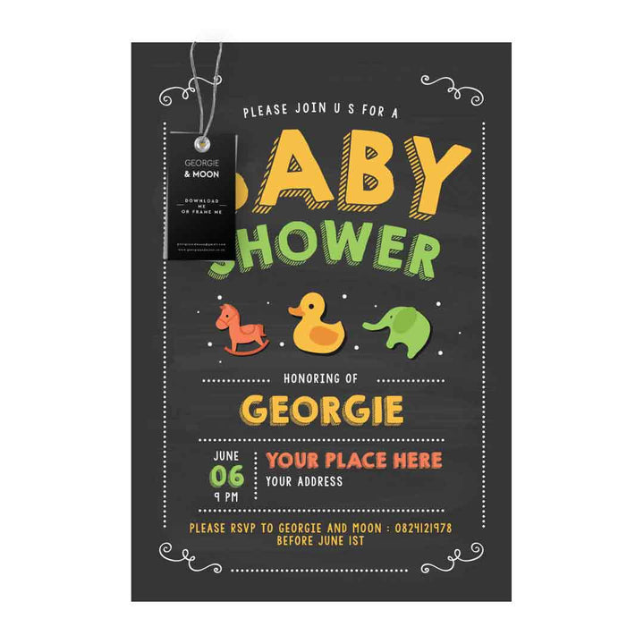 BABY SHOWER CHALKBOARD INVITATION - Georgie & Moon