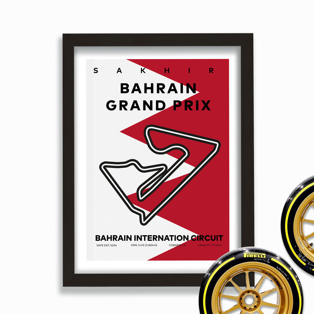 Formula Bahrain International Circuit Poster With Flag