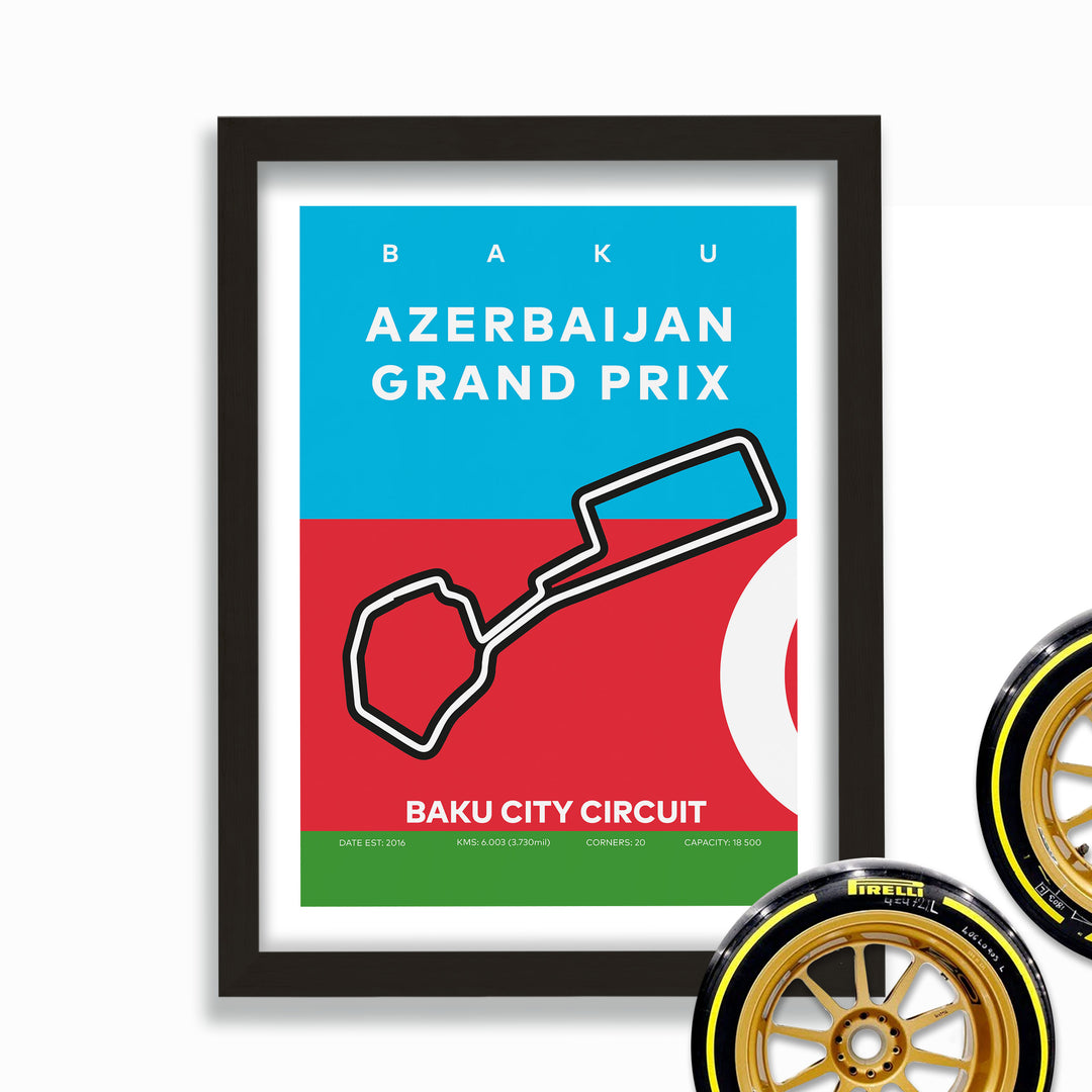 Formula Baku City Circuit Poster With Flag