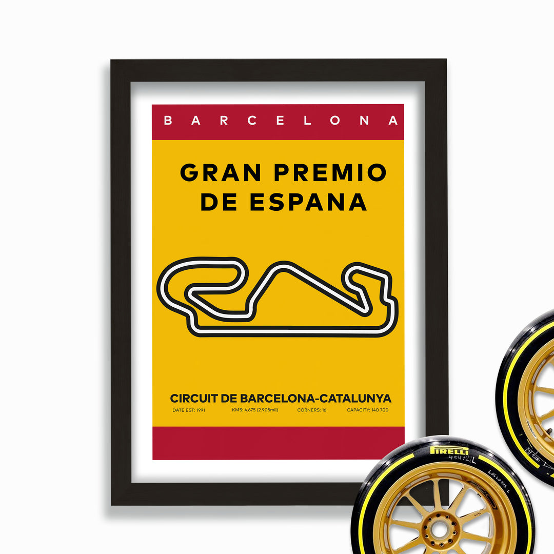Formula Circuit De Barcelona-Catalunya Poster With Flag
