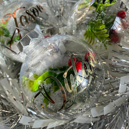 clear Christmas baubles