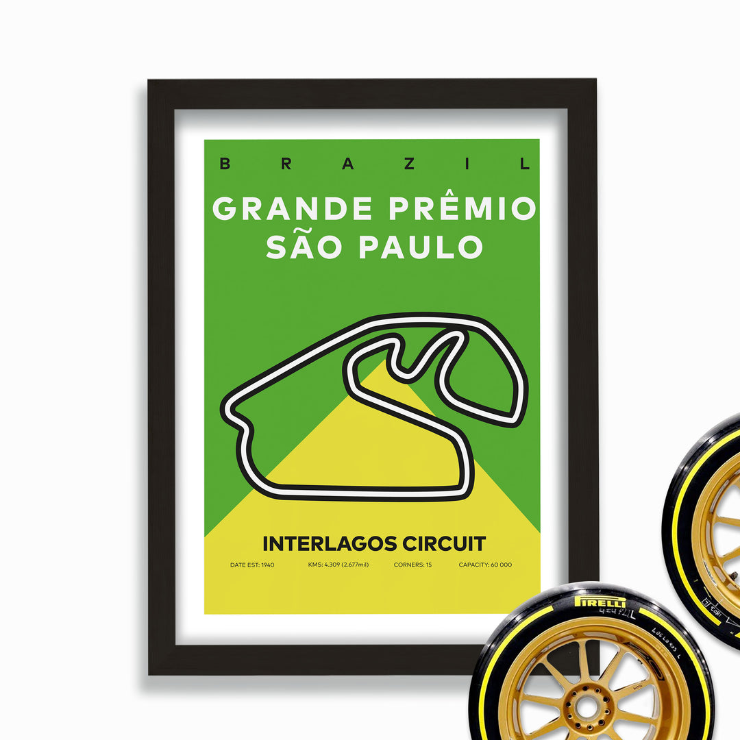 Formula Interlagos Circuit Poster With Flag